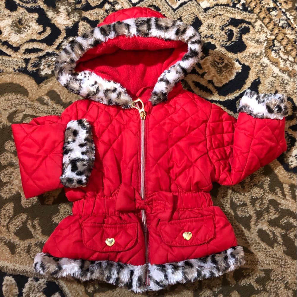 Pistachio Puffer Quilted Jacket with Faux Fur Trim
